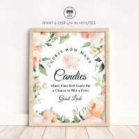 Floral Guess How Many Candies Game Sign