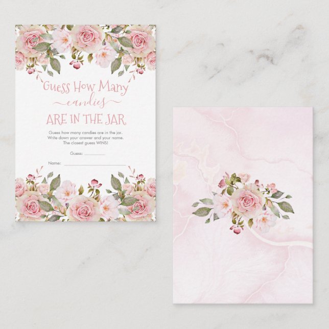 Floral Guess How Many Candies in the Jar Game Card (Front/Back)