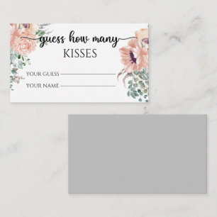 Floral guess how many kisses bridal game enclosure card
