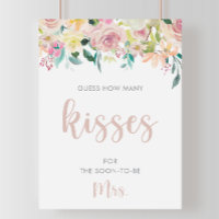 Floral Guess How Many Kisses Bridal Shower Game 