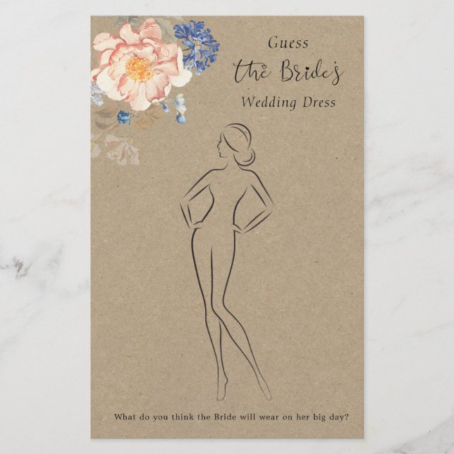 Floral Guess The Dress Bridal Shower Game  Flyer (Front)