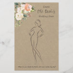 Floral Guess The Dress Bridal Shower Game  Flyer<br><div class="desc">White and Apricot Roses Guess the Dress Bridal Shower game in a Kraft effect background. You draw the style of wedding dress,  the closest version to the bride's actual dress wins!</div>