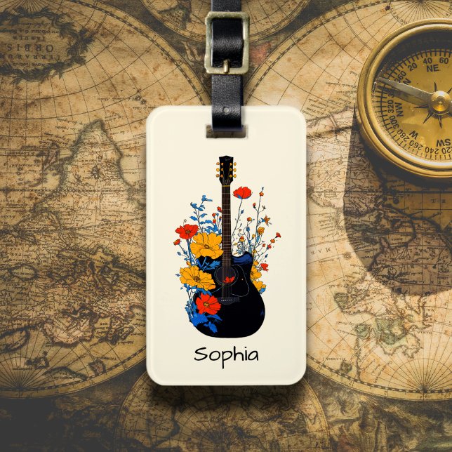 Floral Guitar Art Luggage Tag (Creator Uploaded)