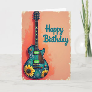Floral Guitar Birthday Card