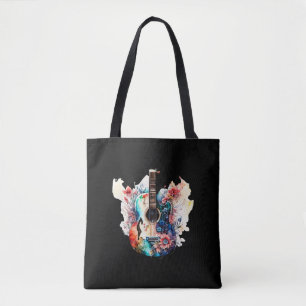 Floral Guitar Tote Bag