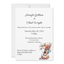 Floral Guitar Wedding Invitation, 5x7"  Invitation