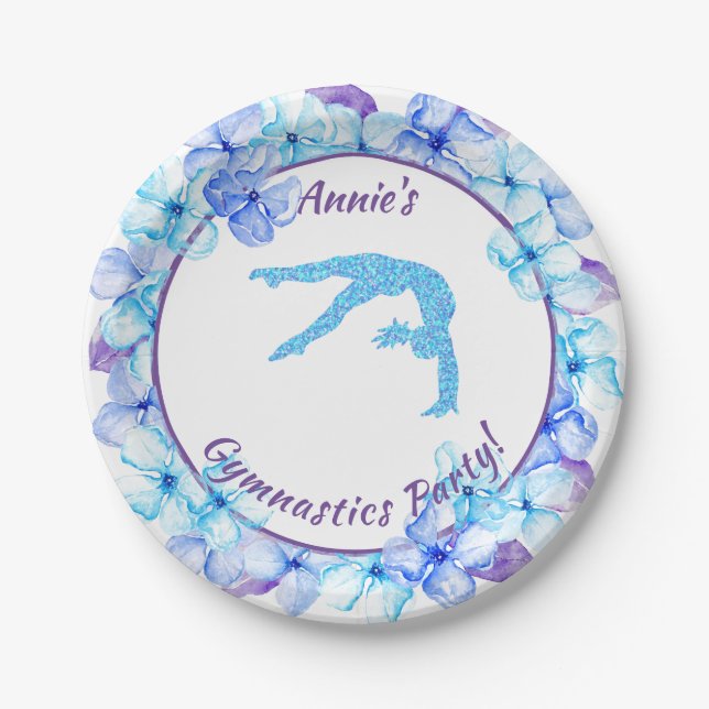 Floral Gymnastics Paper Plates (Front)