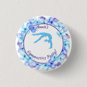 Floral Gymnastics Party Button