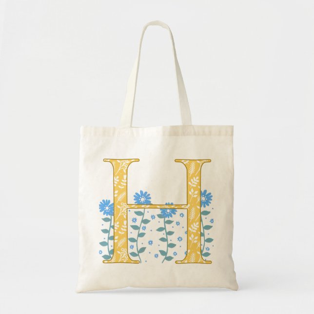 Floral 'H' Monogram Tote Bag (Front)