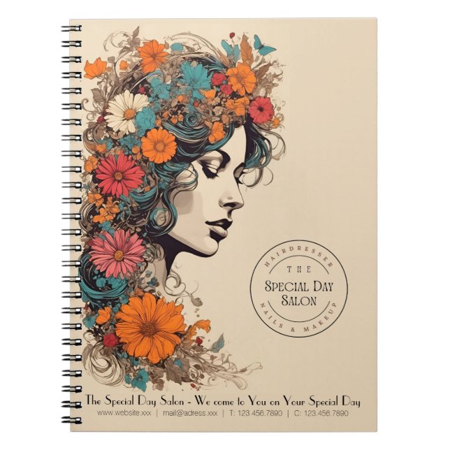 Floral Hair Beauty Salon Notebook – Business (Front)