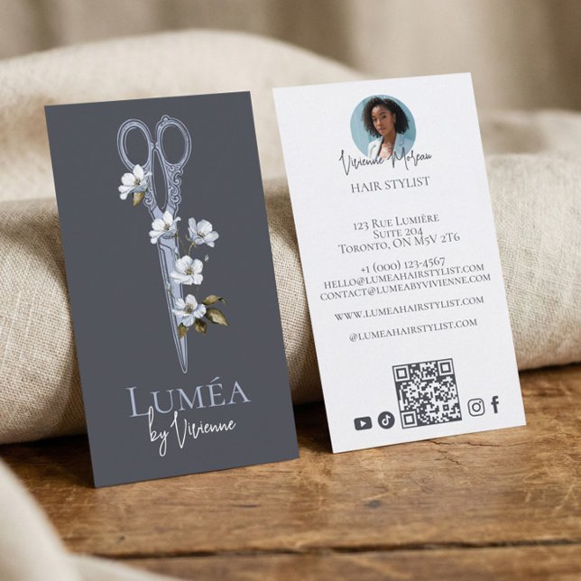 Floral Hair Dresser Stylist Beauty Salon Photo Business Card (Floral Hair Dresser Stylist Beauty Salon Photo Business Card)