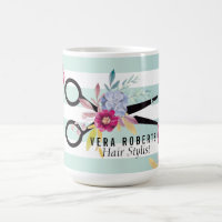 Floral Hair Stylist Gold Scissor & Beauty Striped