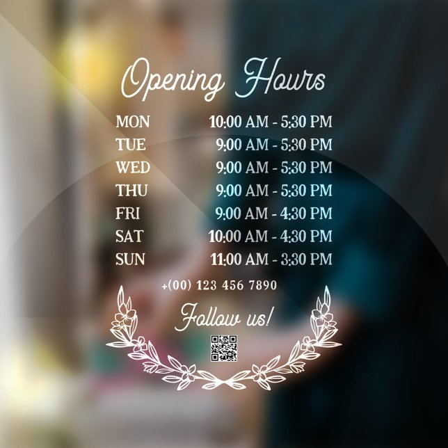 Floral Half Wreath Opening Hours QR Code (Creator Uploaded)