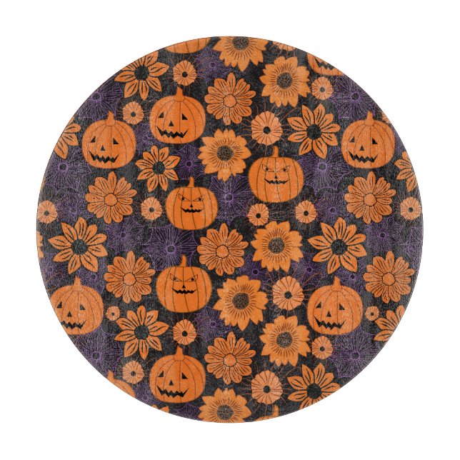 Floral Halloween Cutting Board (Front)