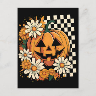 Floral Halloween Fall Pumpkin Holiday Postcard