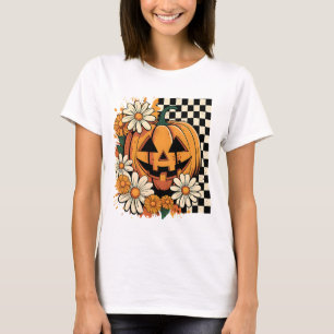 Floral Halloween Fall Pumpkin T-Shirt
