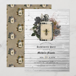 Floral Halloween Gothic Bachelorette Party Invitat Invitation
