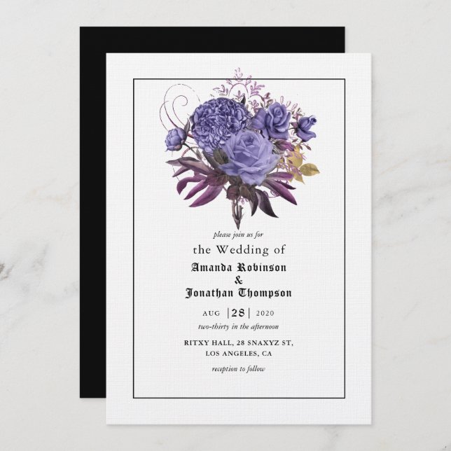 Floral Halloween Gothic Wedding Invitation (Front/Back)