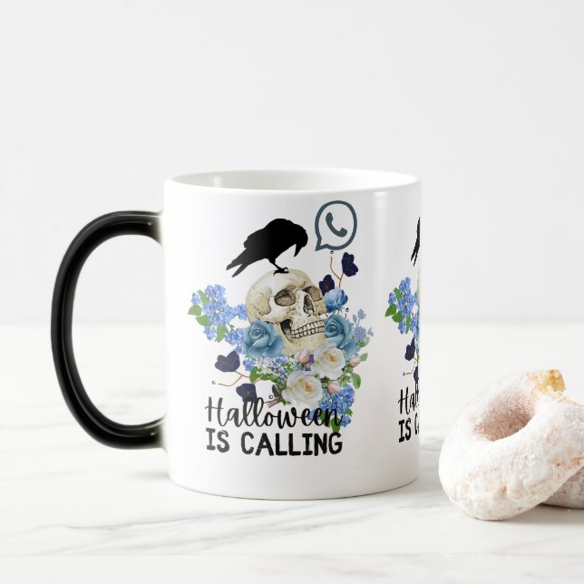 Floral Halloween is calling Magic Mug (With Donut)
