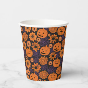 Floral Halloween Paper Cups