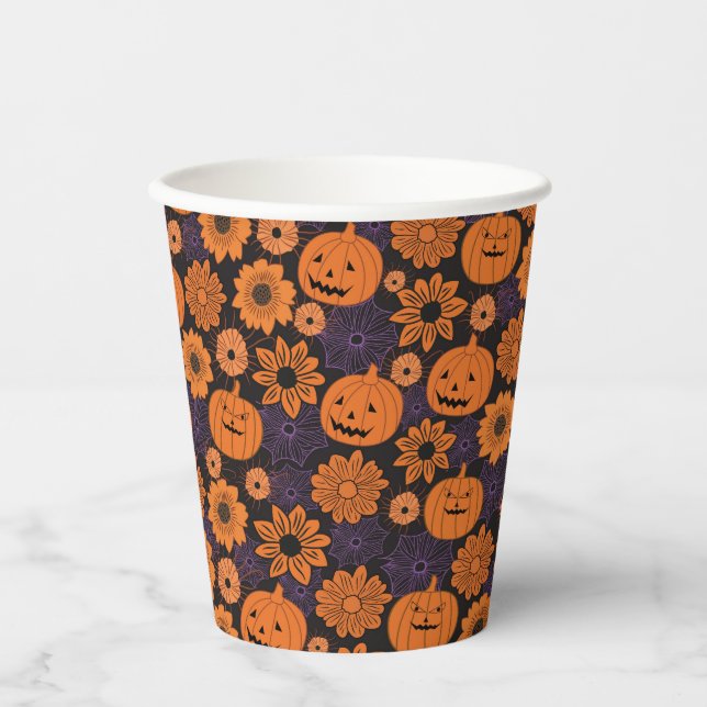Floral Halloween Paper Cups (Front)