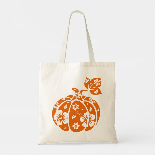 Floral Halloween Pumpkin Tote Bag (Back)