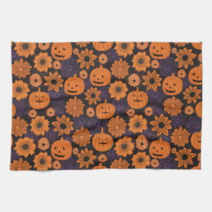 Floral Halloween Tea Towel