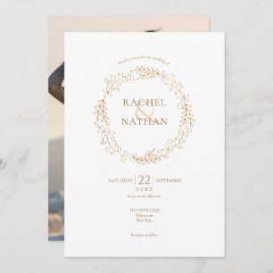 Floral Halo Laurel Garland Photo Wedding Invitation