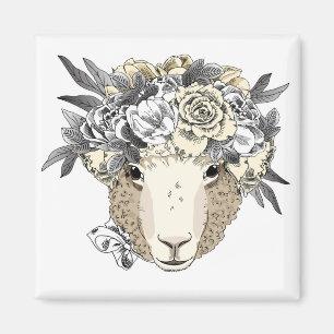 Floral Halo Sheep Magnet