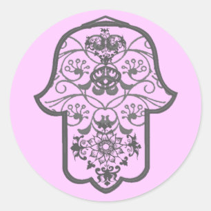 Floral Hamsa Classic Round Sticker