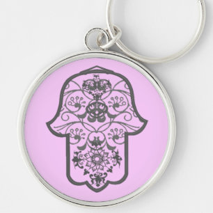 Floral Hamsa Key Ring