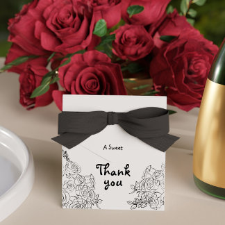 Floral Hand Drawn Black and White Doodle Wedding Favour Box