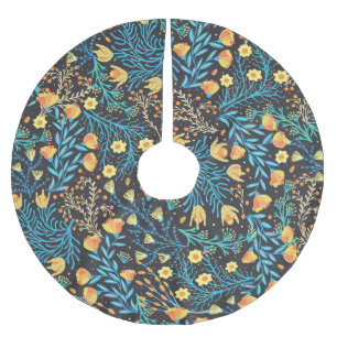 Floral Hand Drawn: Creative Seamless Brushed Polyester Tree Skirt
