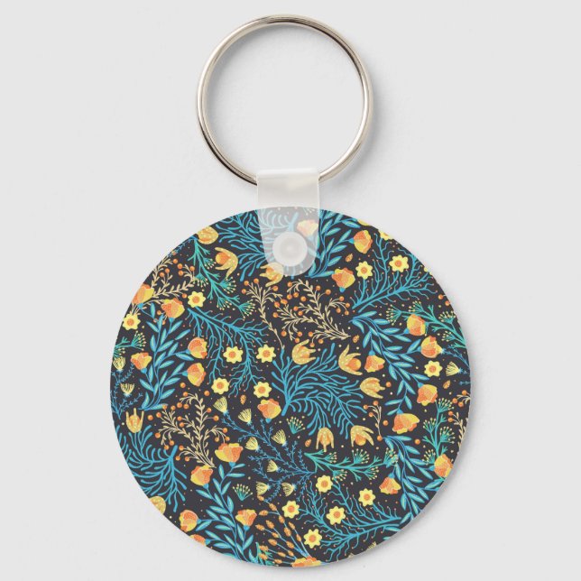 Floral Hand Drawn: Creative Seamless Key Ring (Front)