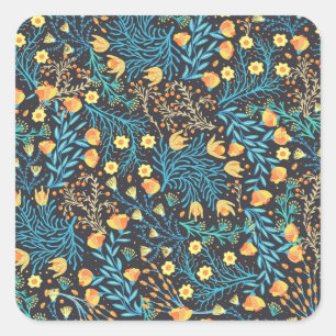 Floral Hand Drawn: Creative Seamless Square Sticker