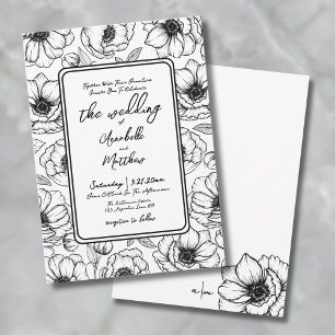 Floral Hand Drawn Whimsical Wedding Invitation