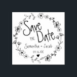Floral Hand Drawn Wreath Wedding Save The Date Rubber Stamp<br><div class="desc">Save the Date with hand-drawn floral wreath. Add your name and date. Message me if you need assistance or have any special requests.</div>