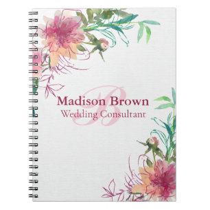 Floral Hand Lettered Monogram Wedding Consultant Notebook