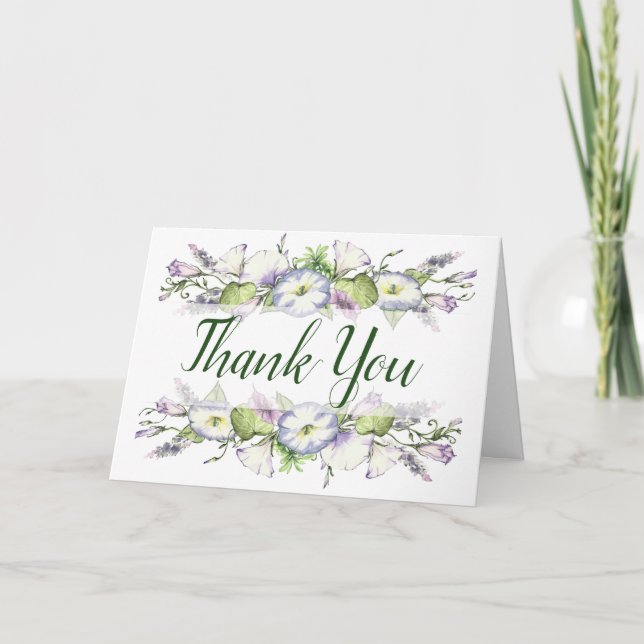 Floral Handfasting Morning Glory Thank You Card (Front)