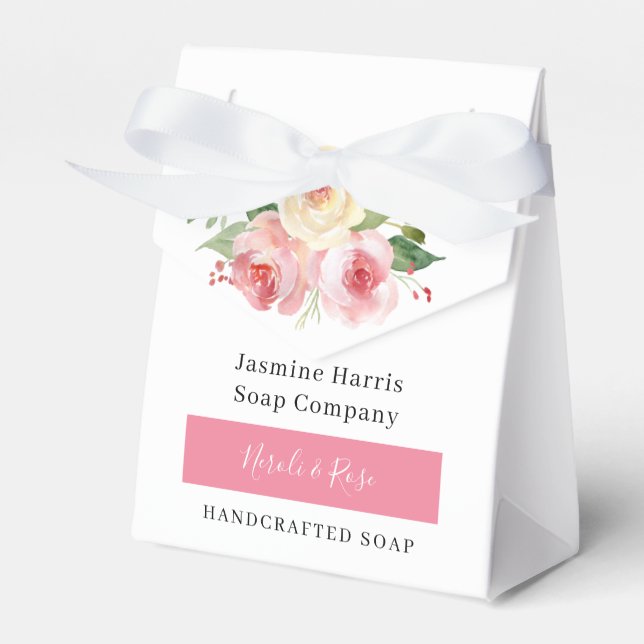 Floral Handmade Soap Neroli and Rose Favour Box (Front Side)
