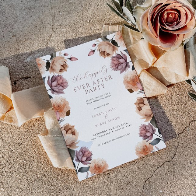 Floral Happily Ever After Wedding Reception Party Invitation (Creator Uploaded)