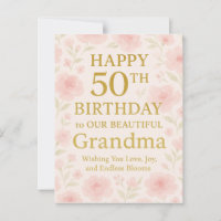 Floral Happy 50th grandma birthday Fleece Blanket