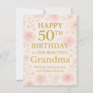 Floral Happy 50th grandma birthday Fleece Blanket Postcard