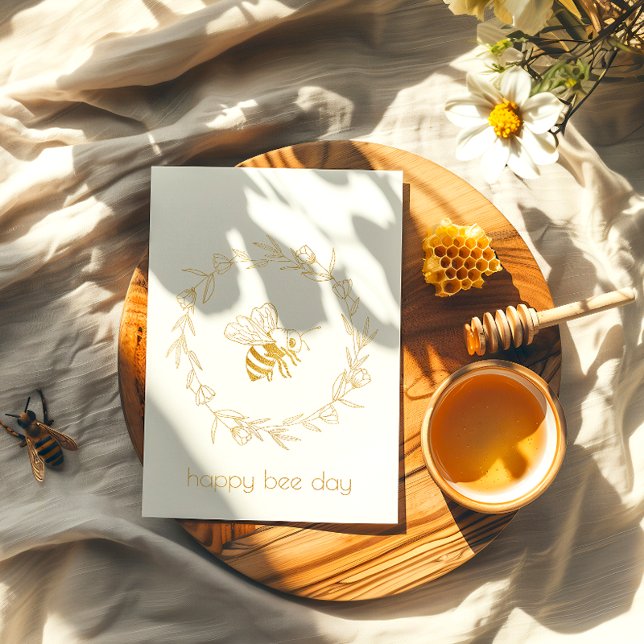 Floral Happy Bee Day Foil Birthday Card (Creator Uploaded)