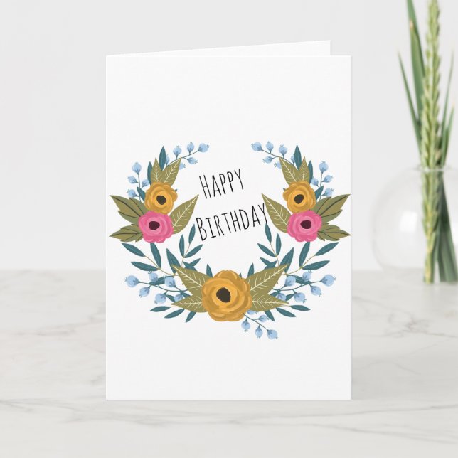 Floral Happy Birthday Card (Front)