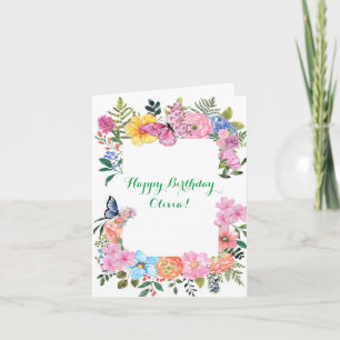 floral happy birthday card