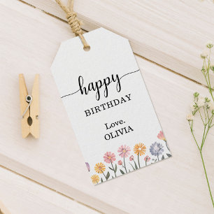 Floral Happy Birthday Gift Tags