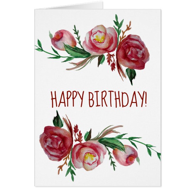 Floral Happy Birthday  Greeting Card (Front)