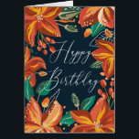 Floral Happy birthday. Red navy flowers. Friends<br><div class="desc">"Happy birthday" card with red yellow navy floral for friends.</div>