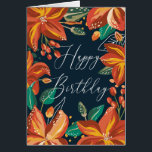 Floral Happy birthday. Red navy flowers. Friends<br><div class="desc">"Happy birthday" card with red yellow navy floral for friends.</div>